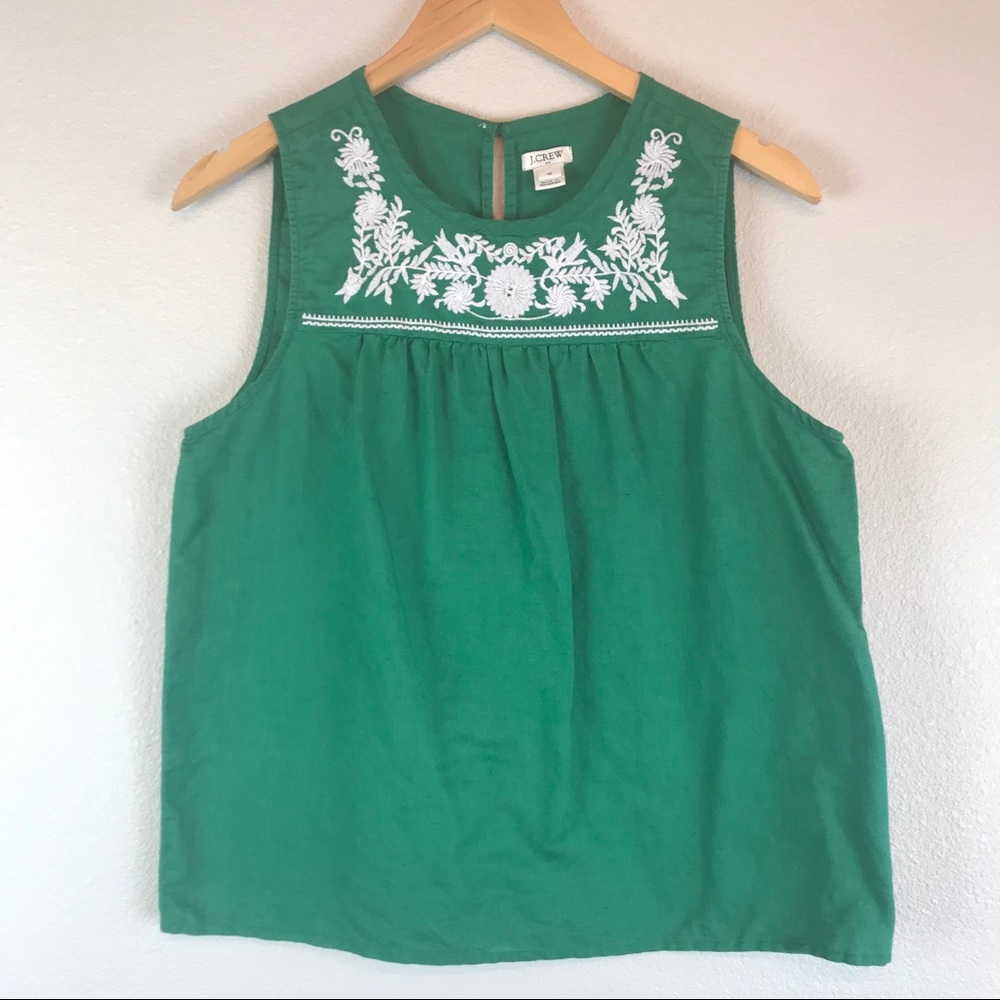 J Crew Factory Kelly Green Linen Blend Tank 10